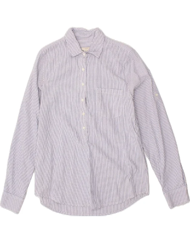 J. CREW Womens Pullover Shirt UK 10 Small Blue Pinstripe Cotton One Shoulder Top