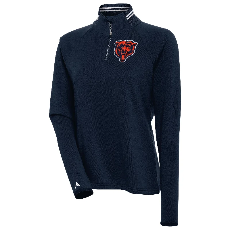 Women's Chicago Bears Antigua Navy Milo 1/4 Zip Track Jacket V-Neck Jacket Boat Neck Jacket Square Neck Jacket