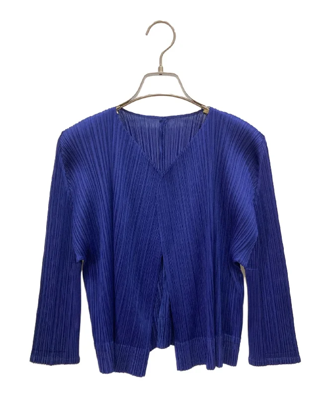 [Pre-owned] ISSEY MIYAKE pleated cardigan PP53-J0148 Mesh Blend Leather Blend Suede Blend