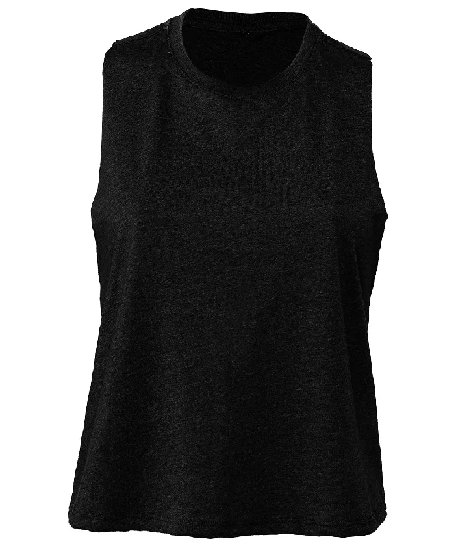 Solid Black Blend - Women's racerback cropped tank essential tank top