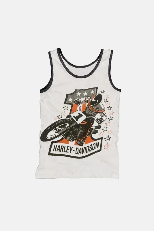 Harley Davidson #1 Tank White/Black peach tank top