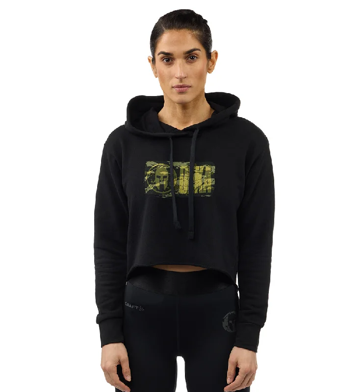 DEKA Camo Crop Hoodie - Women's Hoodie with Sequins Glamorous Eye-catching