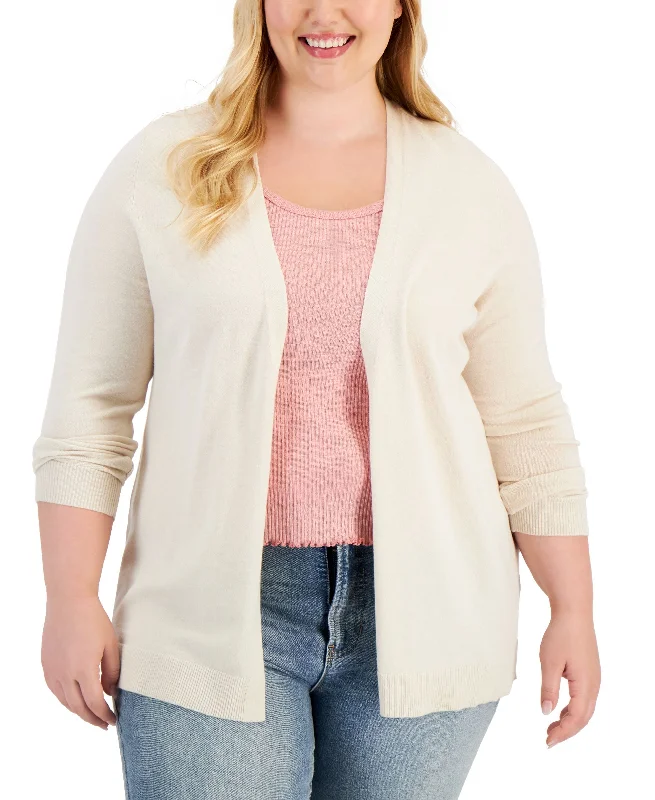 Style & Co Plus Size Open Front Cardigan Mesh Cardigan Canvas Denim