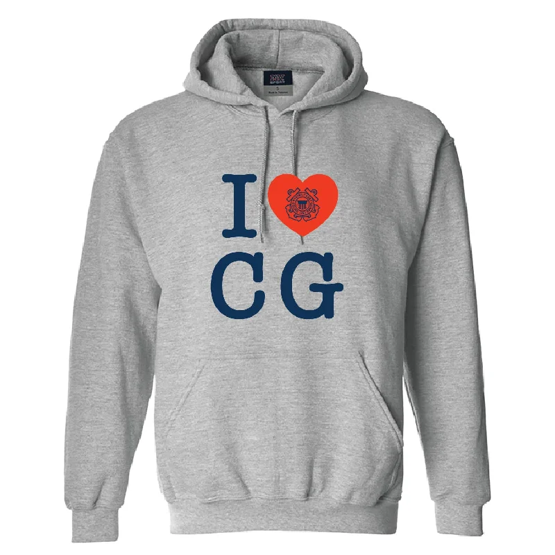 Coast Guard I Heart CG Pullover Hoodie Leg Sleeve Comfort