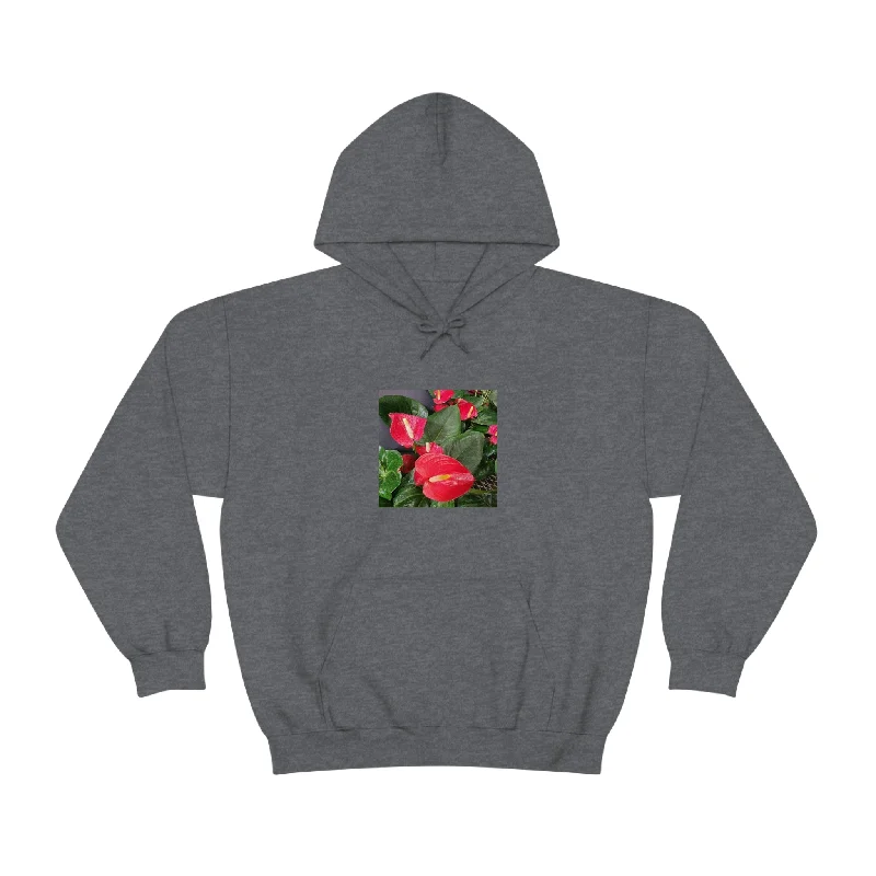 Island Style Anthurium Unisex Heavy Blend™ Hooded Sweatshirt Hoodie with High Neck Warm Protective