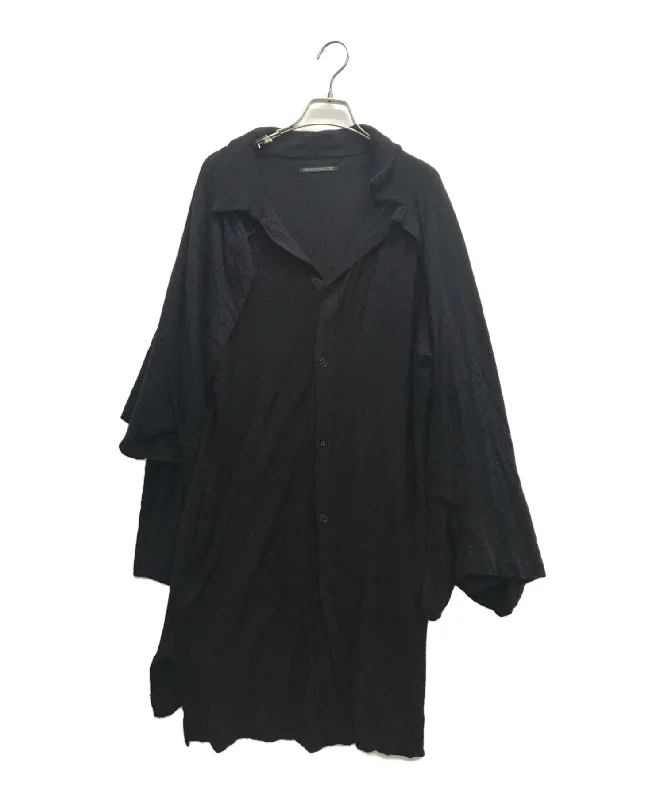 [Pre-owned] yohji yamamoto+noir Layered Knit Cardigan NC-T01-271 Terry Blend Velvet Blend Canvas Blend