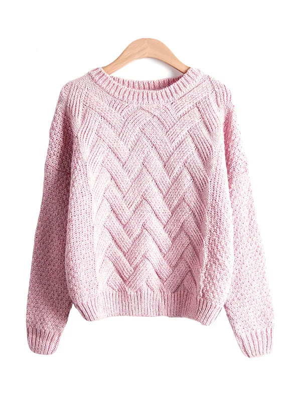 Women Sweaters And Pullovers Korean Plaid Thick Knit Mohair Sweater Port Neck Pullover