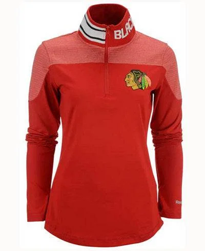 Women's Chicago Blackhawks 1/4 Zip Red Performance Jacket Zippered Jacket Buttoned Jacket Snapped Jacket