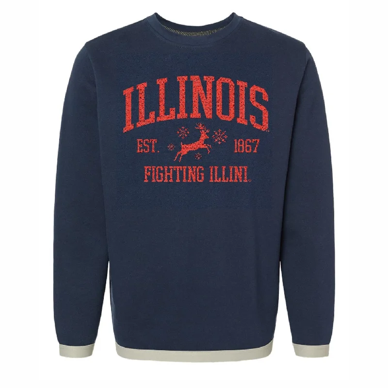 Illinois Fighting Illini Christmas Sweatshirt Hoodie with Side Slits Relaxed Casual