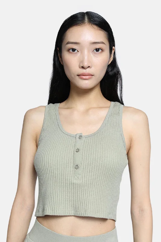 Jumbo Stark Cropped Henley Tank Moss lavender tank top