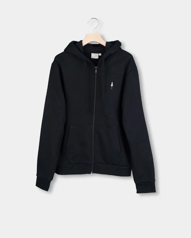 TreeHoodie Zip Black Hoodie with Stripes Bold Sporty