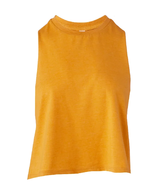 Heather Mustard - Women's racerback cropped tank sleep tank top