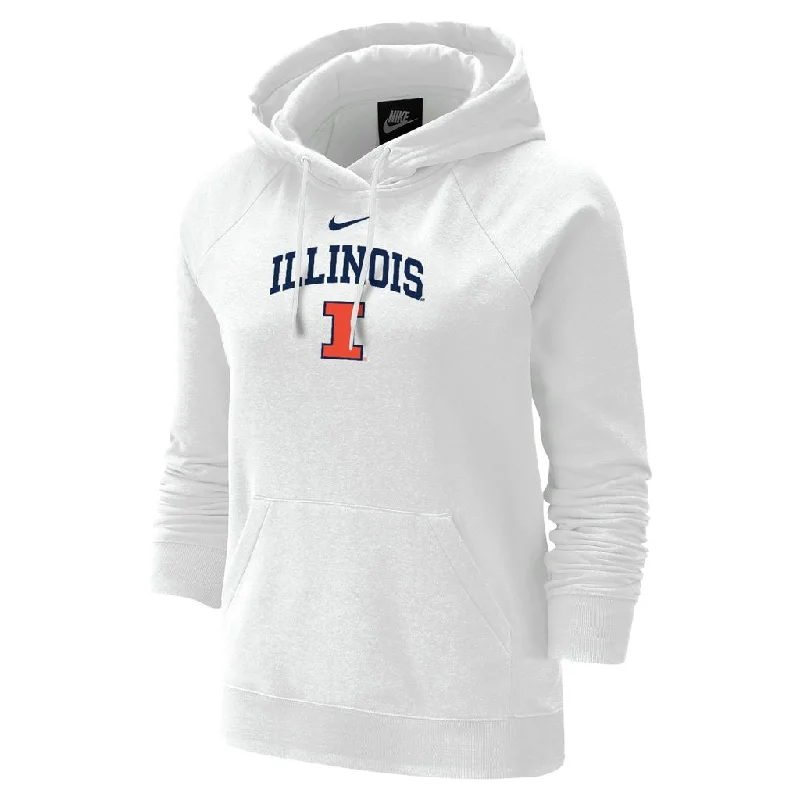 Illinois Fighting Illini Women's Nike White Varsity Hoodie Hoodie with Hood Adjustable Protection