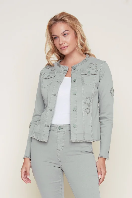 Renuar Woven Tencel Jacket R3811-E2008S-80697 Aloe Belted Jacket Elasticated Jacket Padded Jacket