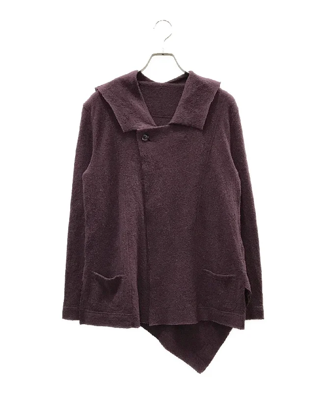 [Pre-owned] Y's Collar design asymmetrical cardigan YR-T15-556 Lace Blend Ribbed Blend Corduroy Blend