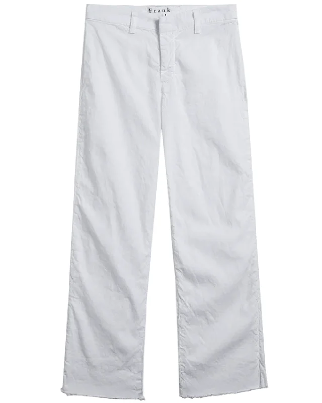 Kinsale Linen Trouser in White Trousers Leather Faux