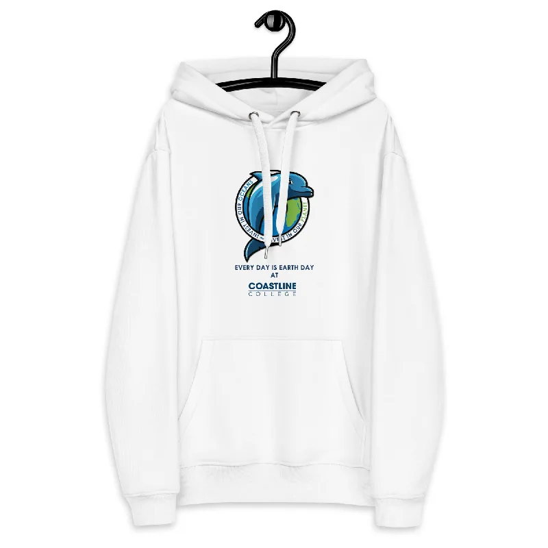 Fin Invest In Our Oceans Premium Eco Hoodie - White Hoodie with Applique Textured Unique