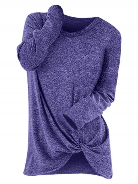 Trendy Neck Knotted Pullover Sweater Boyleg Sleeve Pullover