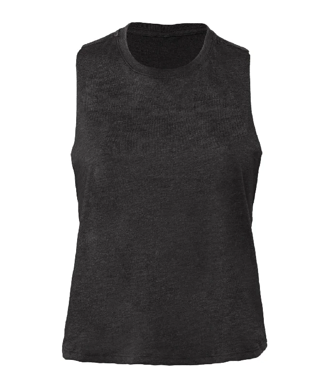 Dark Grey Heather - Women's racerback cropped tank comfortable tank top