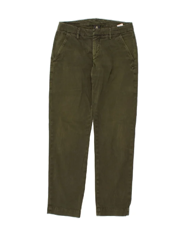 DONDUP Womens Straight Chino Trousers W31 L28  Green Cotton Trousers cozy comfortable