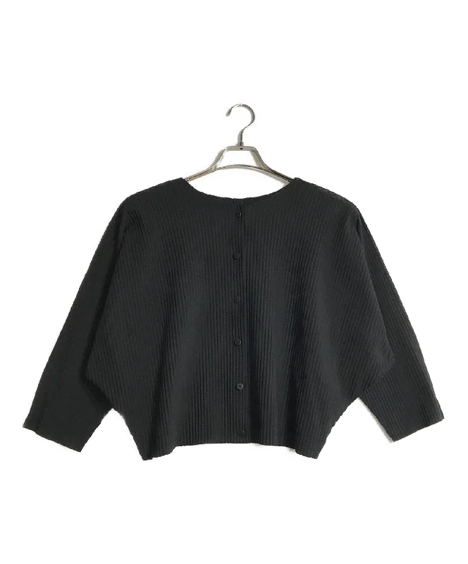 [Pre-owned] me ISSEY MIYAKE Pleated Round Neck Dolman Sleeve Cardigan MI84KO162 Cotton Fabric Linen Fabric Terry Fabric