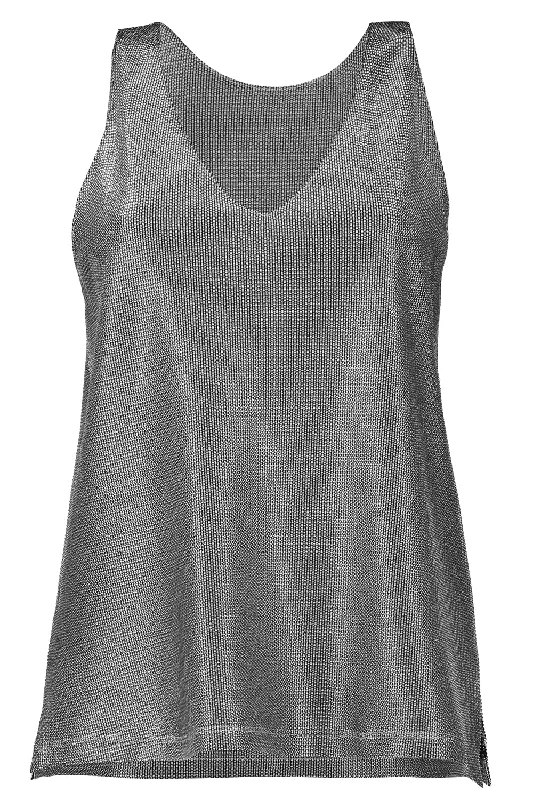 Sleeveless Tank - Silver Mesh print tank top