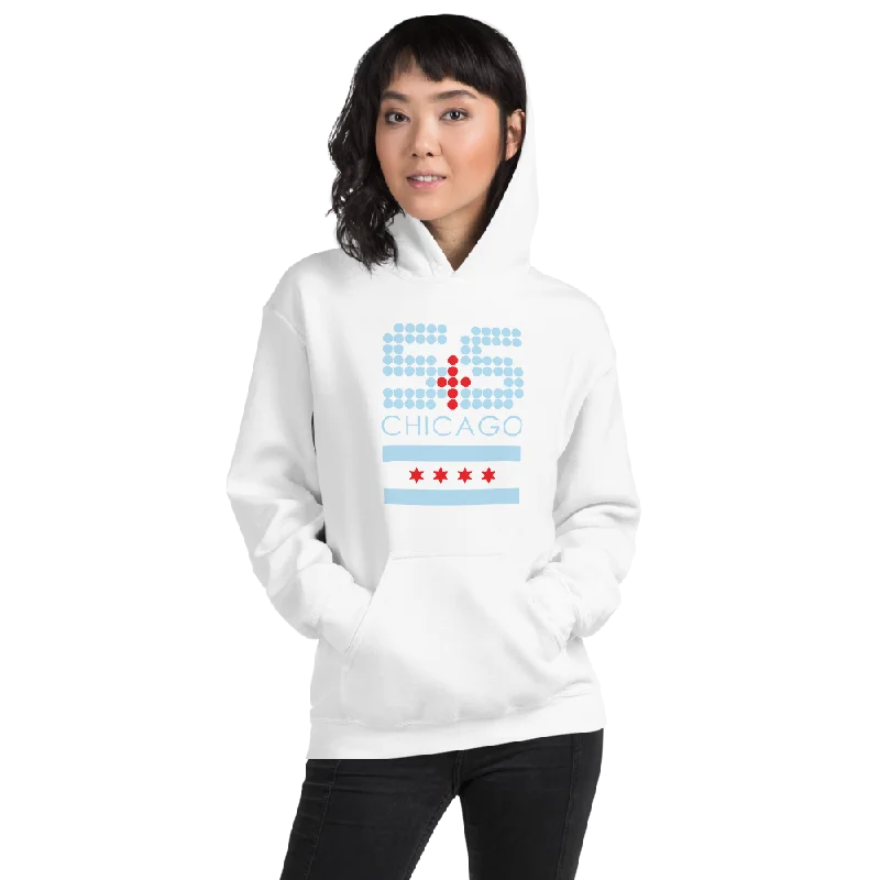 Unisex Heavy Blend Hoodie | Gildan (S&S Chicago Flag, Blue & Red) Hoodie Dress Longline Feminine