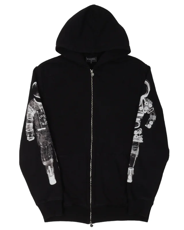 Astronaut Zip Hoodie Hoodie with V-Neck Classic Versatile