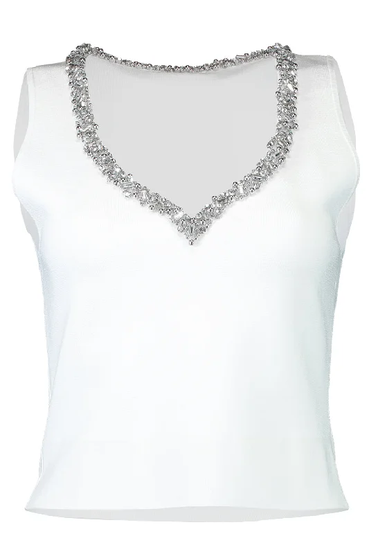 Marceline Tank - Ivory low neck tank