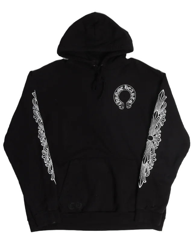 Horseshoe Logo Hoodie Hoodie with Tie-Dye Psychedelic Retro