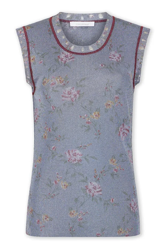 SLEEVELESS FLORAL TANK TOP grey tank top