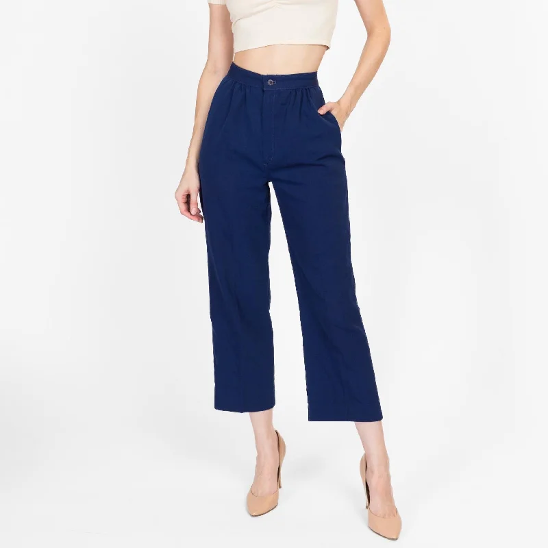 Small 70s Navy Blue High Waisted Trousers 25.75" Trousers fashionable trendy