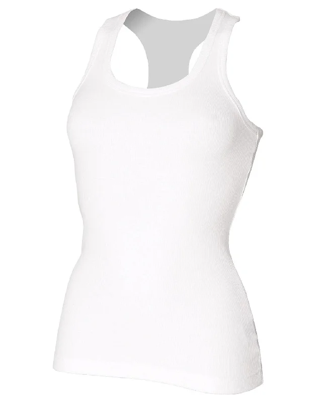 White - Stretch racerback tank off shoulder tank