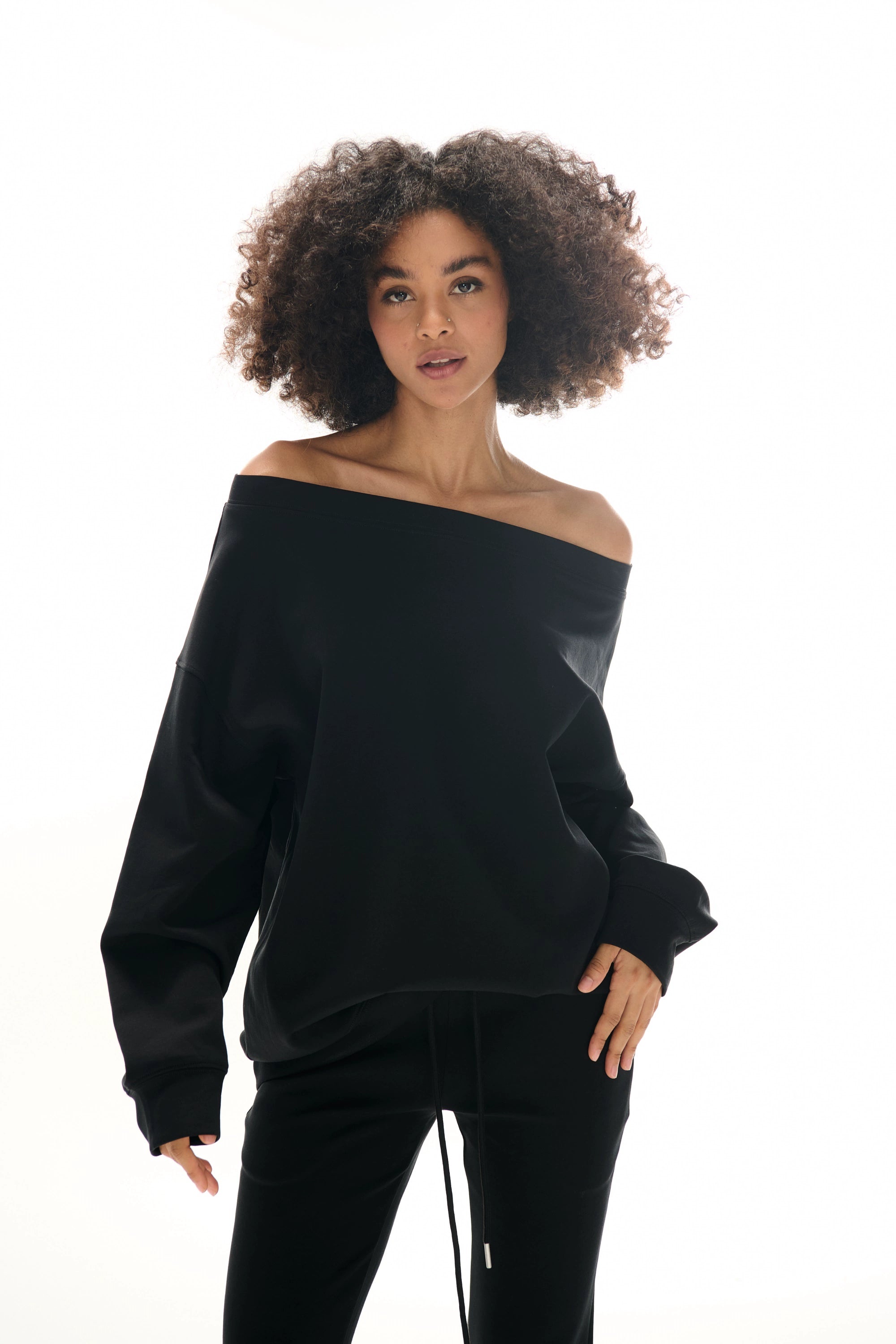 black sweatshirt