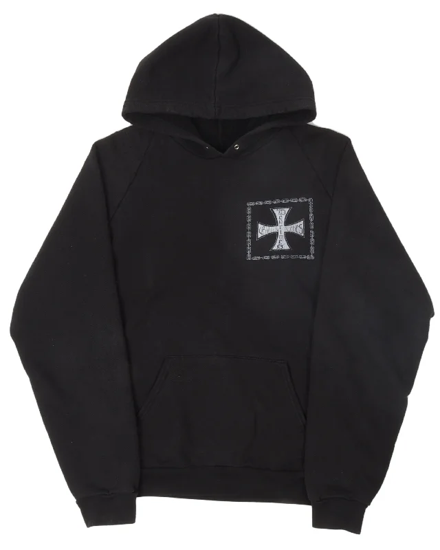 "Croix Avec des Roses" Iron Cross Hoodie Hooded Sweatshirt Casual Wear Street Style