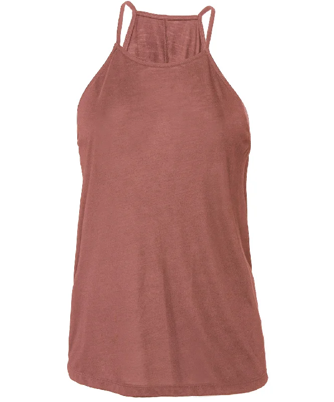 Mauve - Women's flowy high neck tank mesh tank top