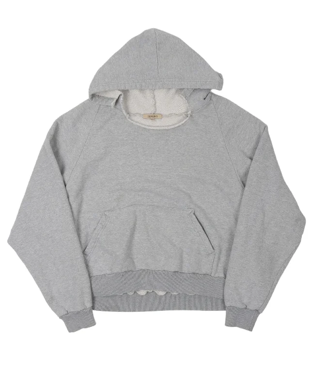 Season 5 Distressed Hoodie Hoodie with Button Placket Classic Preppy