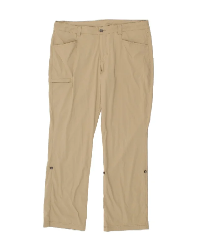 EDDIE BAUER Womens Straight Trousers US 16 2XL W34 L31  Beige Nylon Trousers Occasion Special