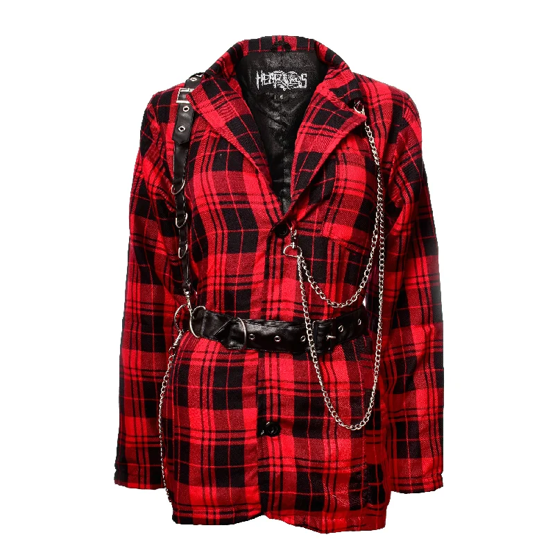 DEVAS JACKET - RED TARTAN Corduroy Jacket Velvet Jacket Brocade Jacket