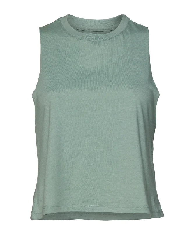 Heather Dusty Blue - Women's racerback cropped tank soft tank top