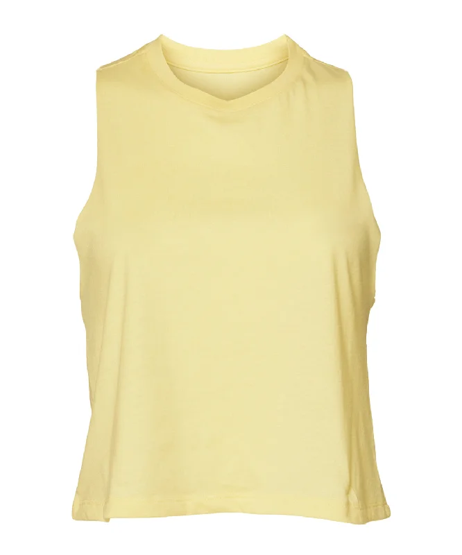 Heather French Vanilla - Women's racerback cropped tank fitness tank top