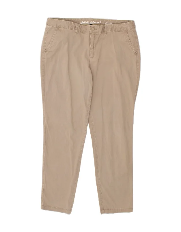 EDDIE BAUER Womens Boyfriend Fit Chino Trousers US  14 XL W36 L29  Beige Trousers luxurious high-end