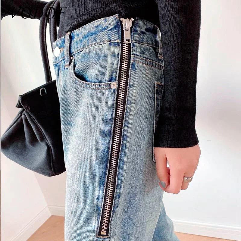 Mcefilee Straight Jeans Women Plus Size High Waisted Denim Pants Wide Leg Vintage Streetwear Full Length Trousers Wide Leg Loose Fit Mid Waist