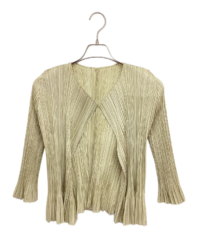 [Pre-owned] PLEATS PLEASE Pleated cardigan PP51-J0574 PP51-J0574 Open Front Closed Front Wrap Front