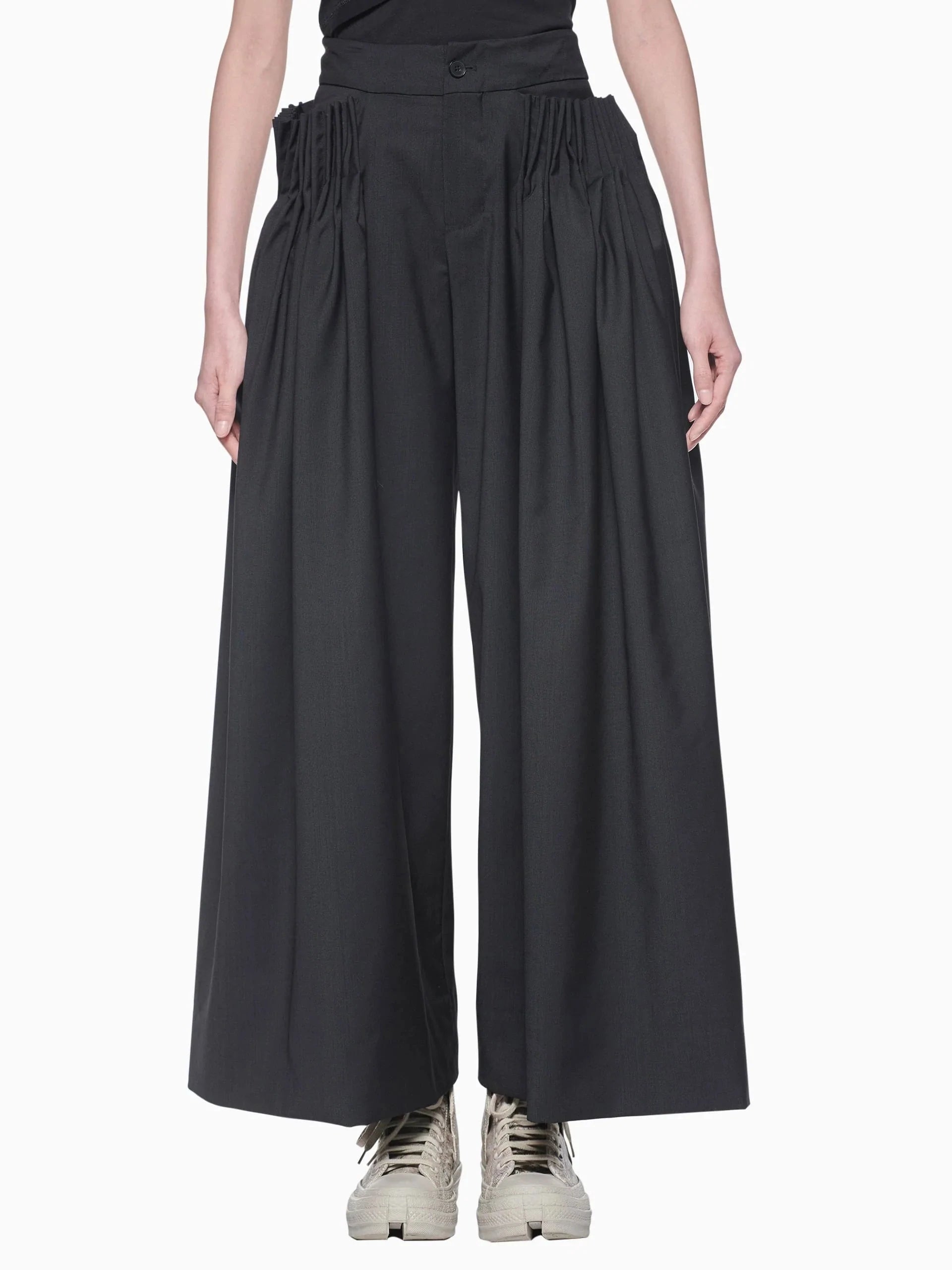 Pleated Wide Leg Trousers Trousers chic fashionable