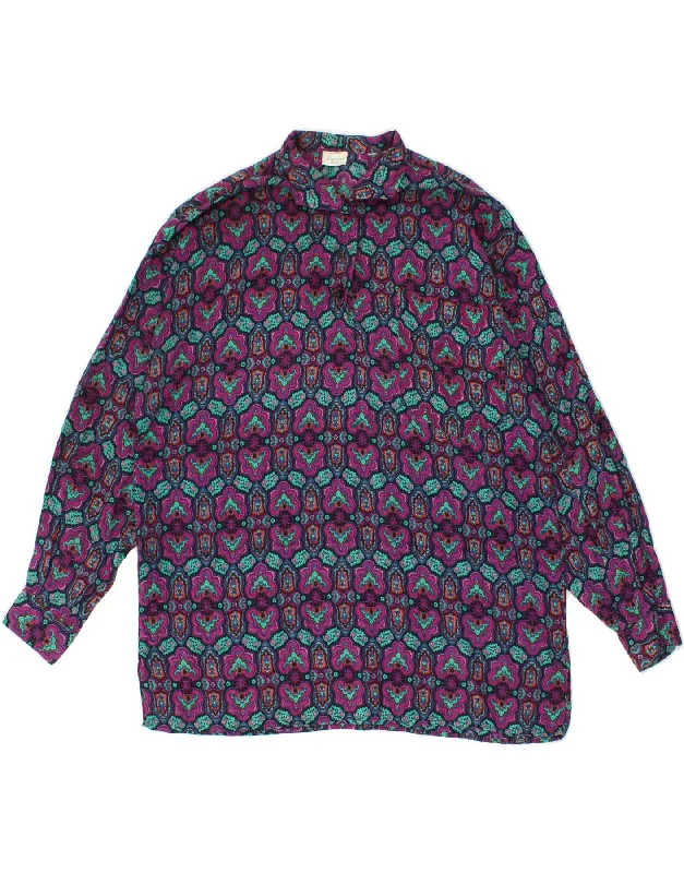 BENETTON Womens Pullover Shirt Blouse UK 16 Large Purple Paisley Bateau Neck Pullover