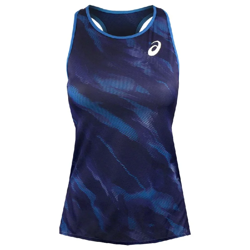 Asics Women's Graphic Match Tank - Dive Blue neon tank top