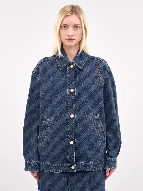 Diagonal Denim Jacket (JKJD0346S0-USCX36-BLUE) Wool Jacket Cashmere Jacket Tweed Jacket