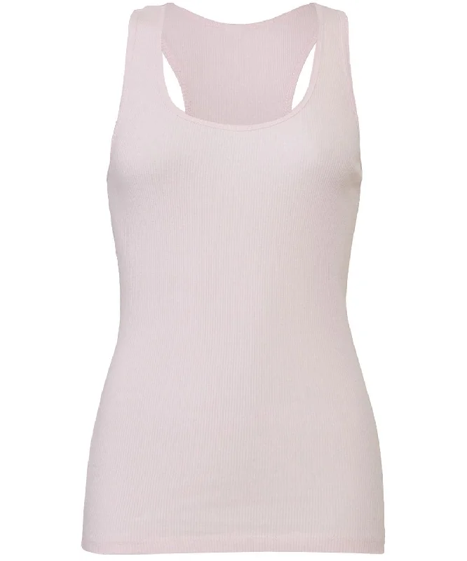 Soft Pink - 2x1 Rib racerback longer length tank top beige tank top