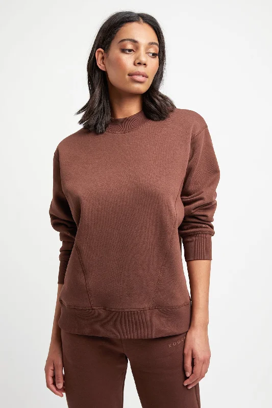 Brushed Jenna Sweatshirt Hoodie with Side Slits Relaxed Casual